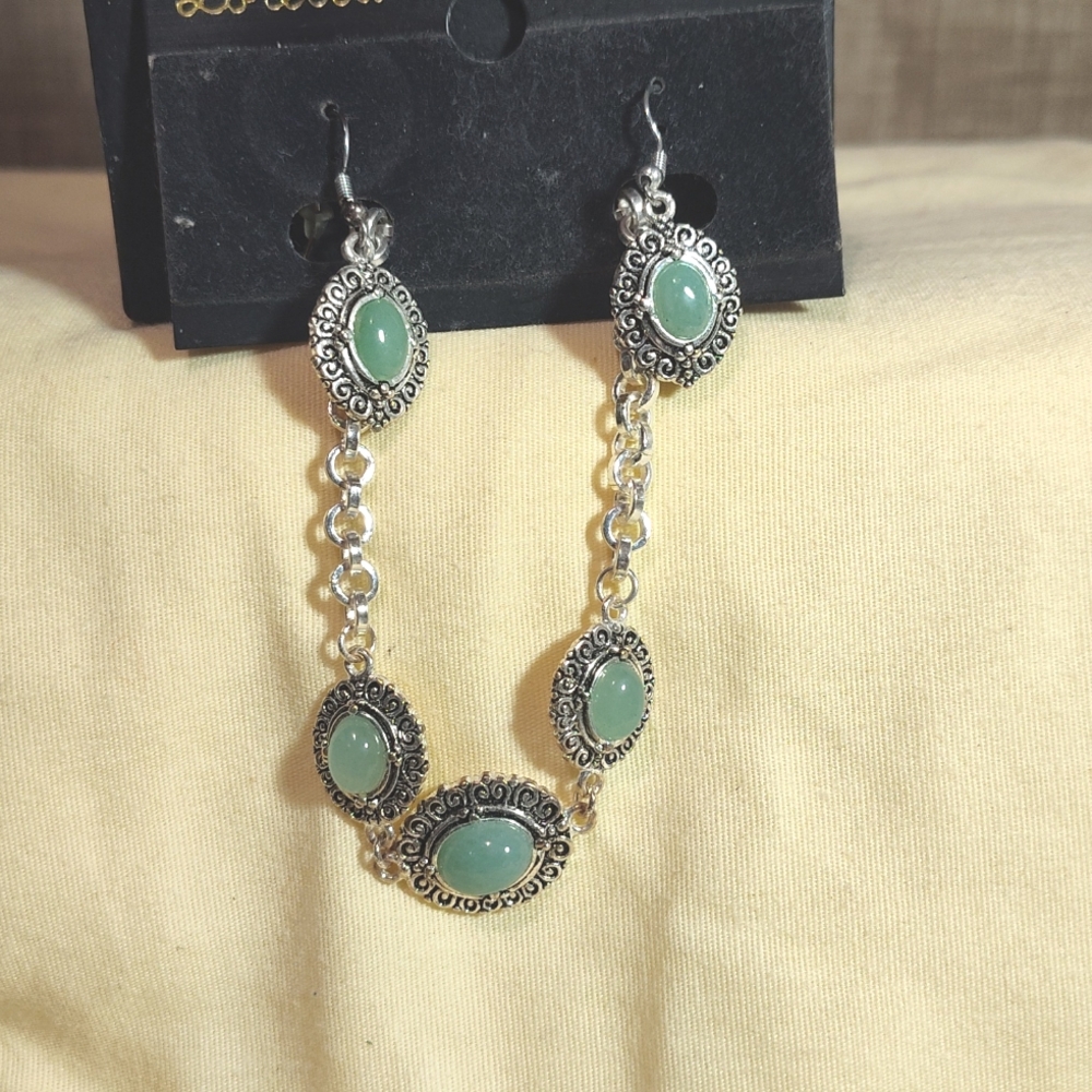 Aqua Chalcedony Earring & bracelet Set